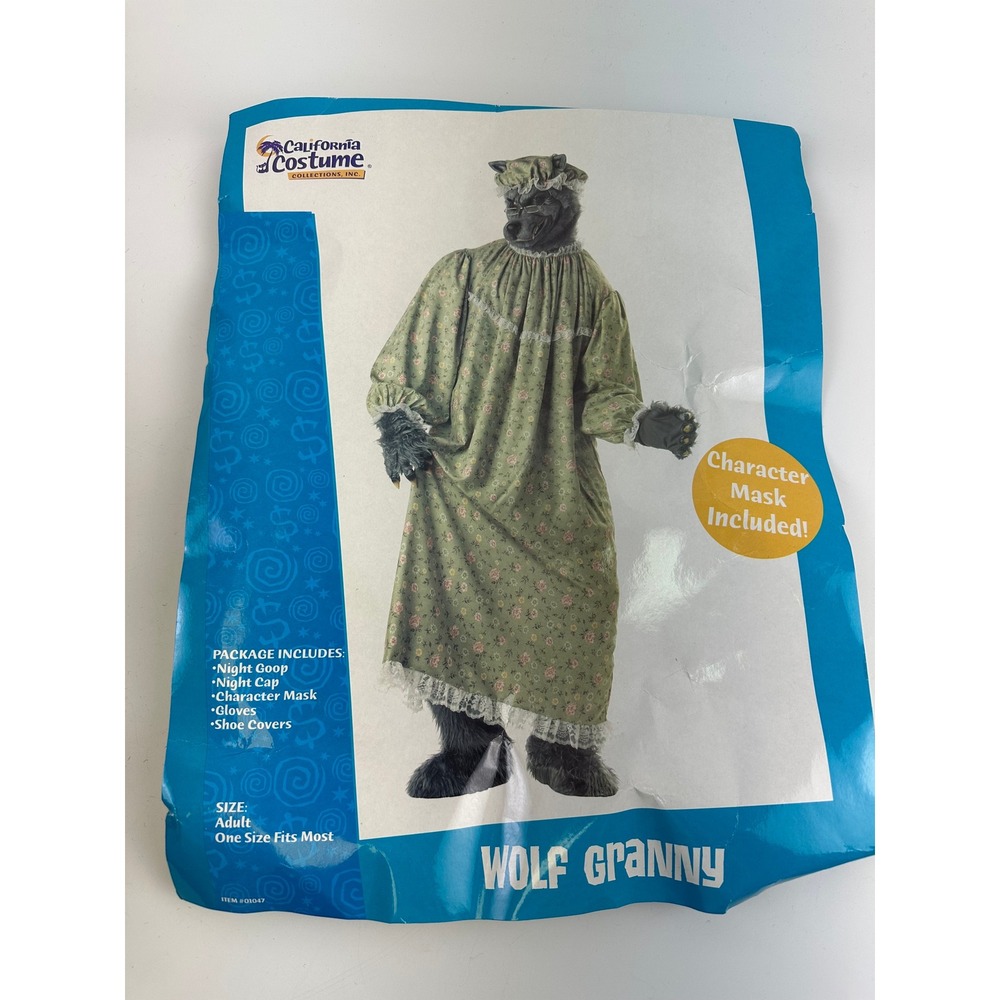 California Costume Wolf Granny Green Floral Fairy Tale Adult One Size Fits Most